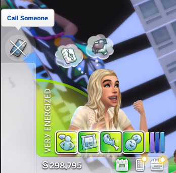 A sim with the Call Someone interaction queued in their action bar