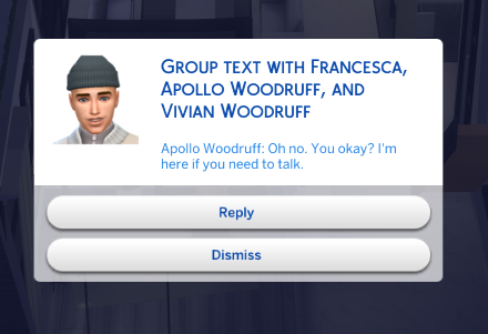 Incoming group text with the full roster shown in the dialog title