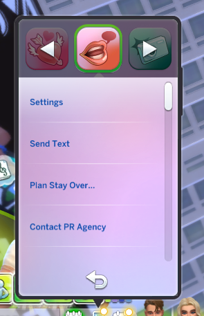Phone Social menu showing Settings, Send Text, and other Llamafone options alongside base game items