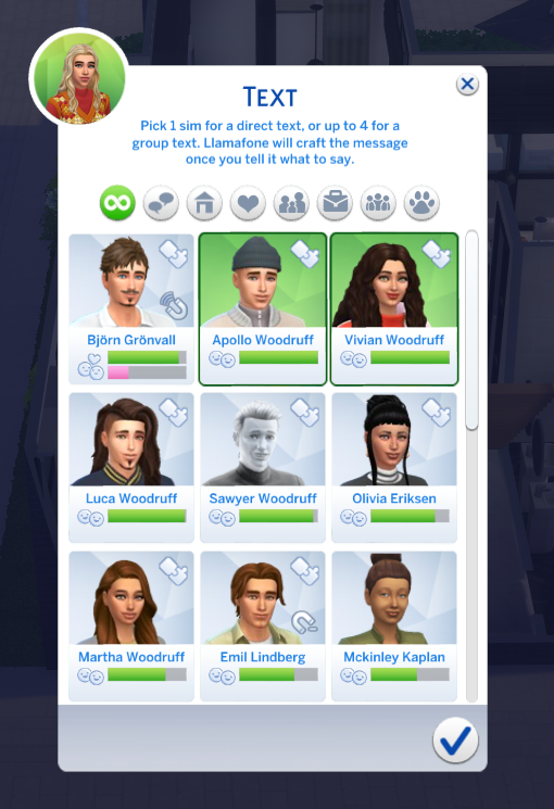 Multi-select sim picker allowing 1 to 4 recipients
